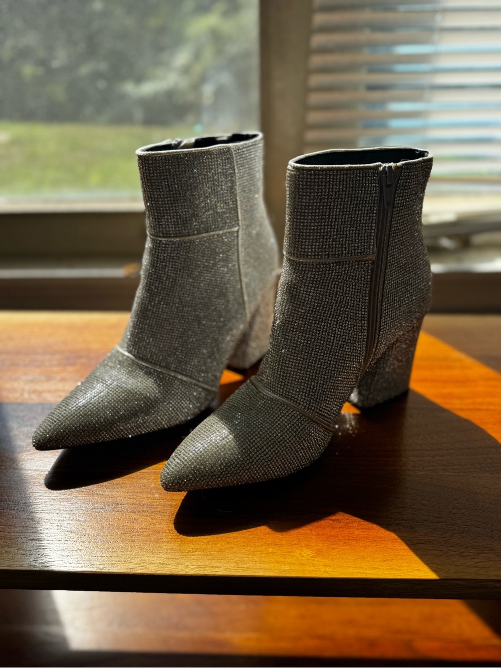 Target Silver Rhinestone Pointed Toe Ankle Booties
